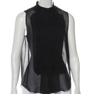 Chloé Black Sheer Sleeveless Button Up